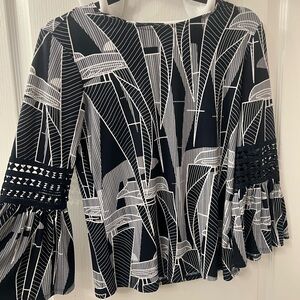 Tommy Hilfiger Black and White Geometric Blouse